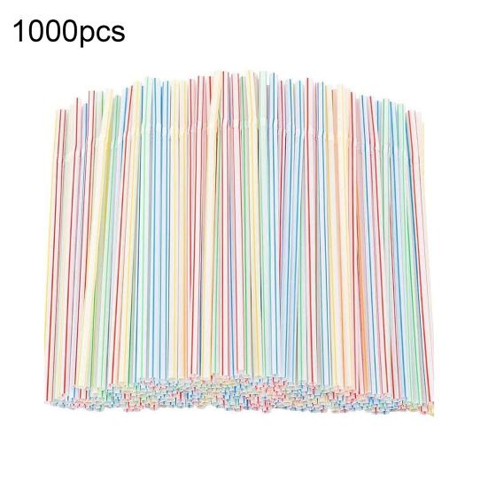 1000 шт. Пластиковые соломинки для питья, экологически чистые, без бисфенола А, многоразовые соломинки, красочные соломинки для вечеринок, для напитков, колы, соевого молока