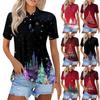 Женская модная повседневная рубашка с лацканами и короткими рукавами с рождественским принтом, женские топы на пуговицах