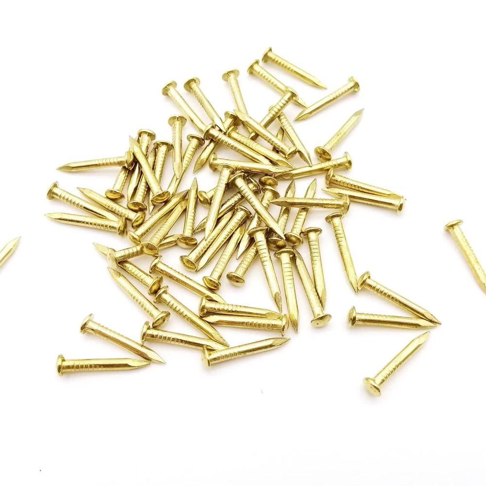 100 pcs Round Head Brass Nails Pure Brass Decorative Pins Small Brass Nails Models Crafts