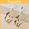 Fashionable Metal Hoop Earrings For Women With Geometric Pattern In Gold Electroplated Jewelry