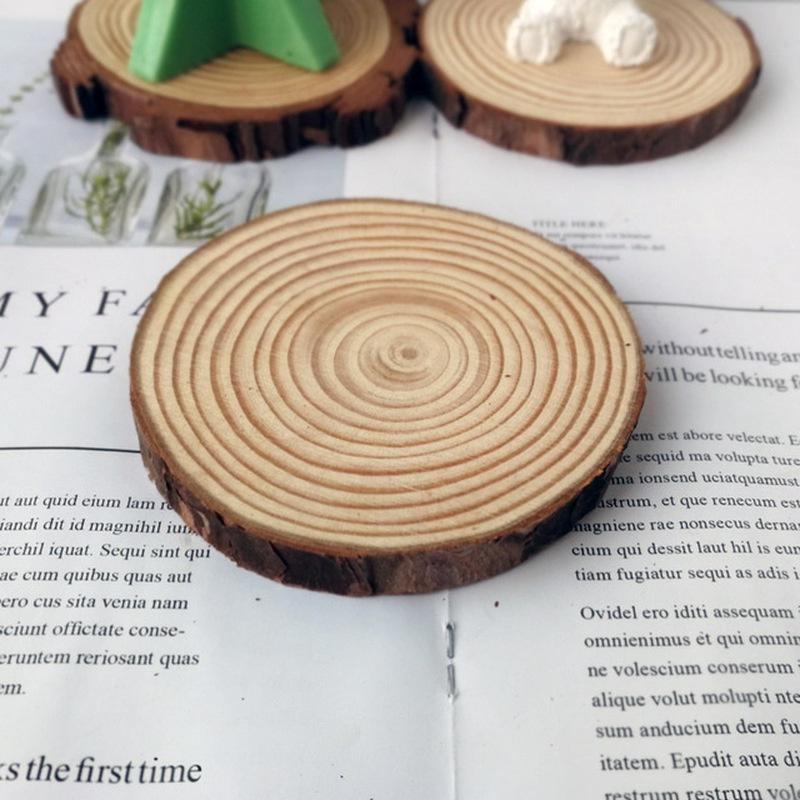 Wooden Stump Tray Wooden Round Wooden Base Table Decoration Wooden Grain Coaster