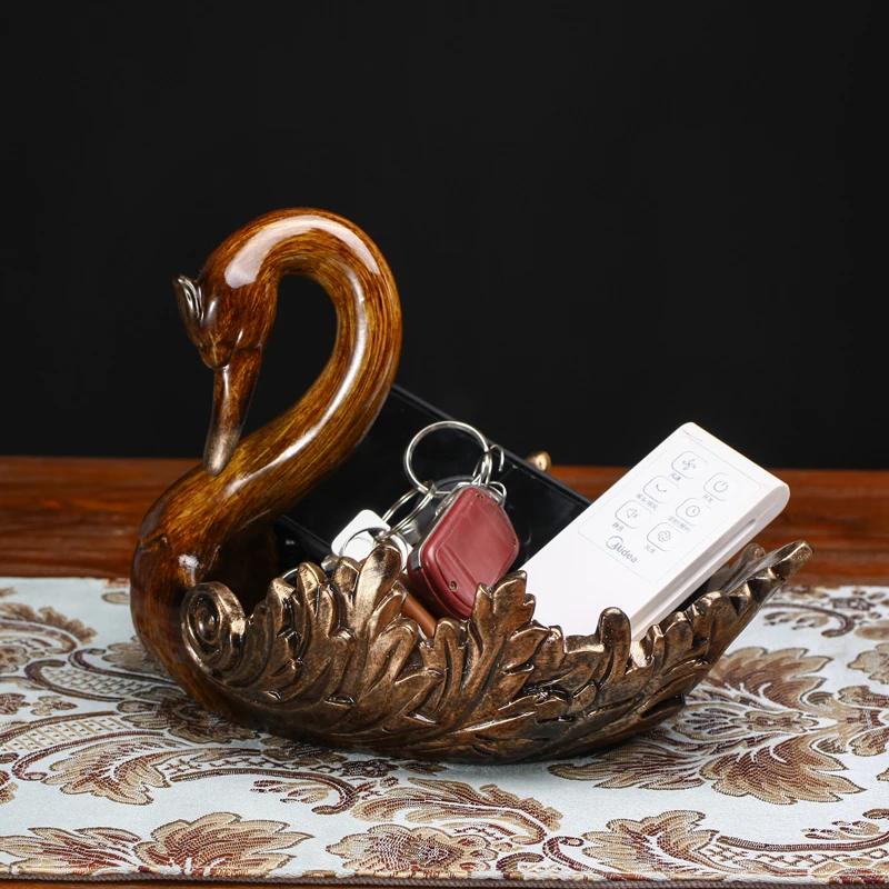 Классическая резная фруктовница Элегантный декор для гостиной Креативное украшение для чайного столика Ретро тарелка для сухофруктов Декоративный поднос