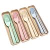 Set Eco-Friendly Chopsticks Spoon Fork with Plastic Cutlery Box for Students