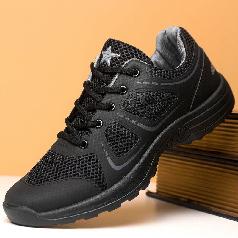 New Training Shoes Spring and Summer Physical Training Shoes Round Head Men's Shoes Mesh Breathable Lace-up Outdoor Sports Shoes