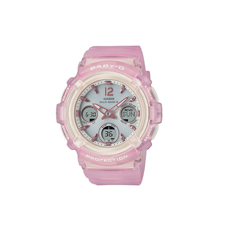 Casio Baby-G Sports Series Transparent Pink Waterproof Shockproof Quartz Movement Resin Strap Women watches Gray BGA-2800-4A