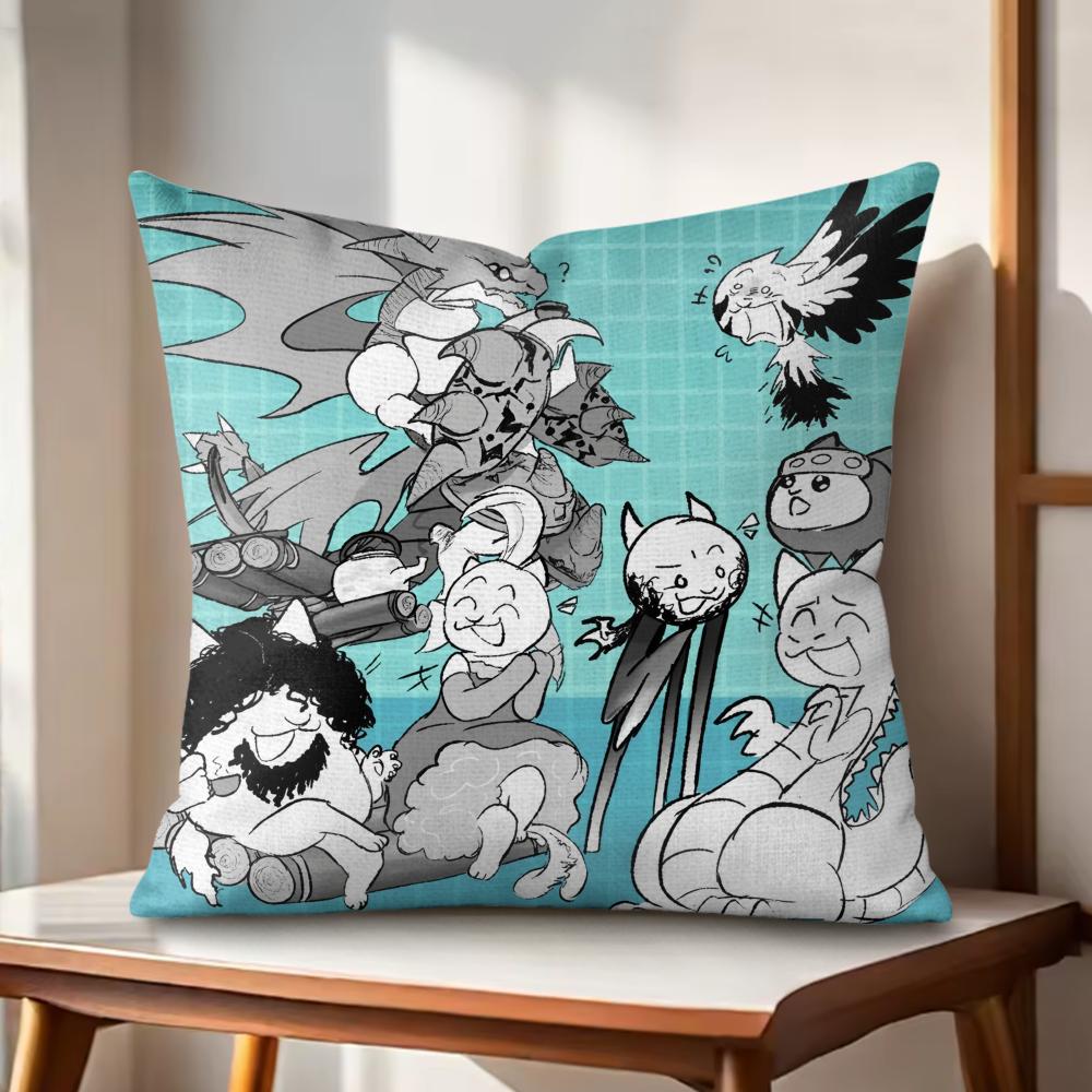 The BBattle Cats Cushion Cover Natural Linen Organic Fabric DoubleSided Printing Couch Pillow Covers Home Decor