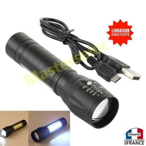Lampe De Poche - Non Spécifié - Rechargeable USB - Couleur Noire - Puissante COB XPE - Utilisation Extérieure