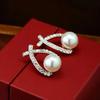 1 Pair Pure Silver Pearl Earrings Jewelry Women's Wedding Gift New Fashion Minimalist