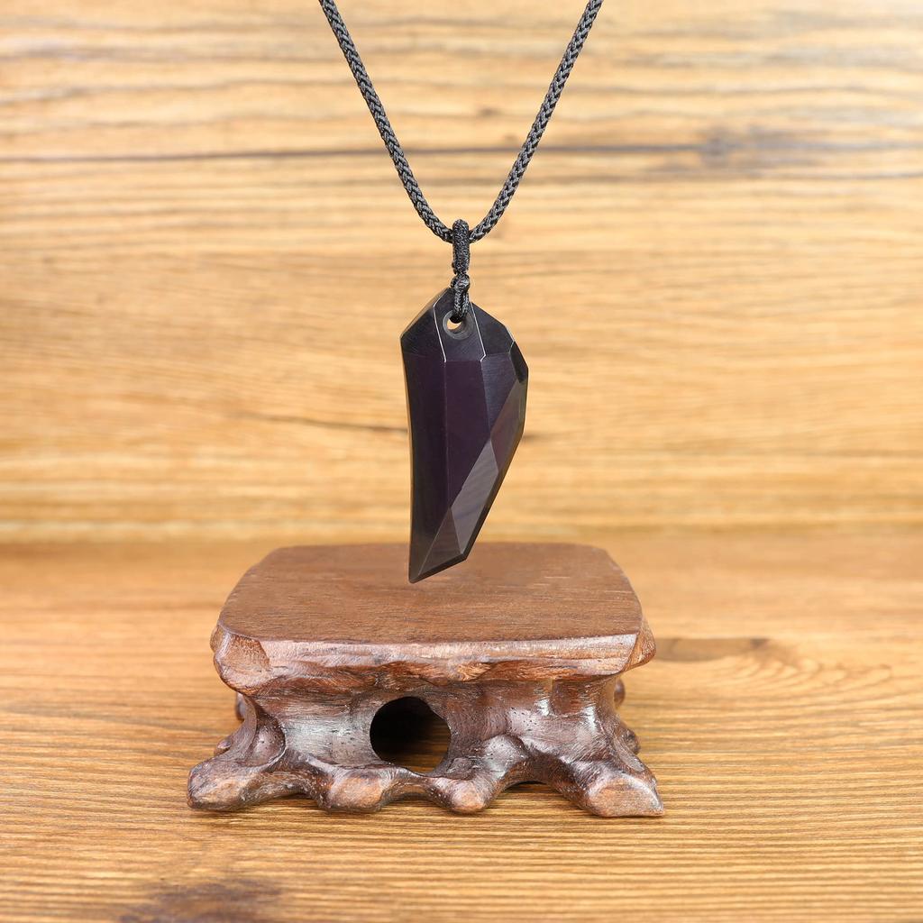 Koai Obsidian Wolf Fang Adjustable Good Luck Charm Necklace Necklace, Length, Men's, Amulet,