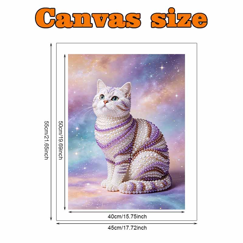Animal 5D Pearl Painting Cat Handmade DIY Home Office Desktop Decoration Painting ThreedimensionalSparkly Pearl Cat Art