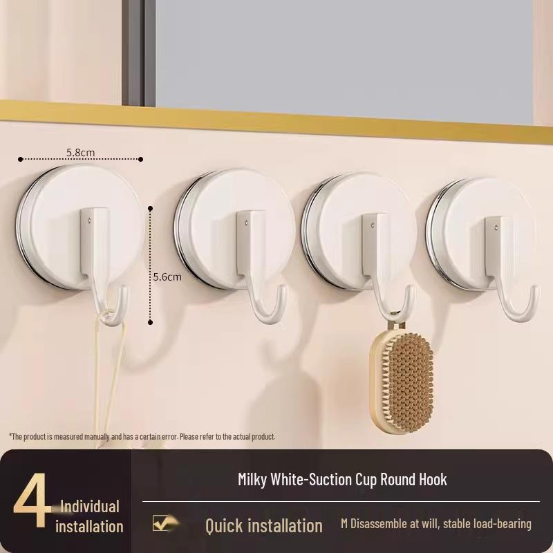 Adhesive Hooks for Kitchen & Bathroom - Punch-Free, Traceless & Vacuum Load-Bearing