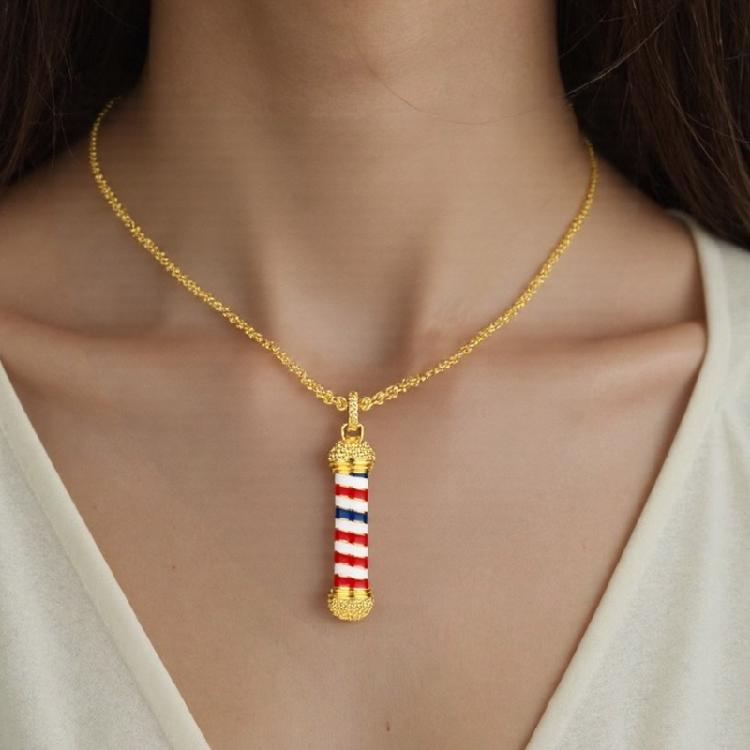 Элегантное ожерелье-подвеска в виде парикмахерского столба, модный аксессуар для стильных мужчин и женщин, любящих элементы парикмахерской культуры