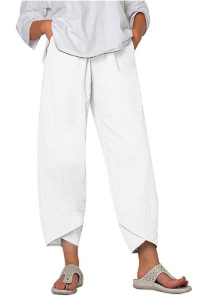 Женские брюки свободного кроя из хлопка и льна, свободные повседневные брюки