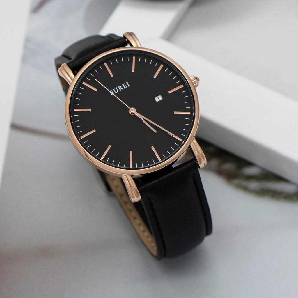Popular Stylish Watch [BUREI] Men's Watch, Simple, Waterproof, Analog, Brand, Men's (Rose Gold)