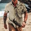 Men's Animal Lion Shirt Button Up Shirt Short Sleeve Fashion Designer Casual Outdoor Casual Summer Spring Turndown Print Blue Brown Khaki Gray