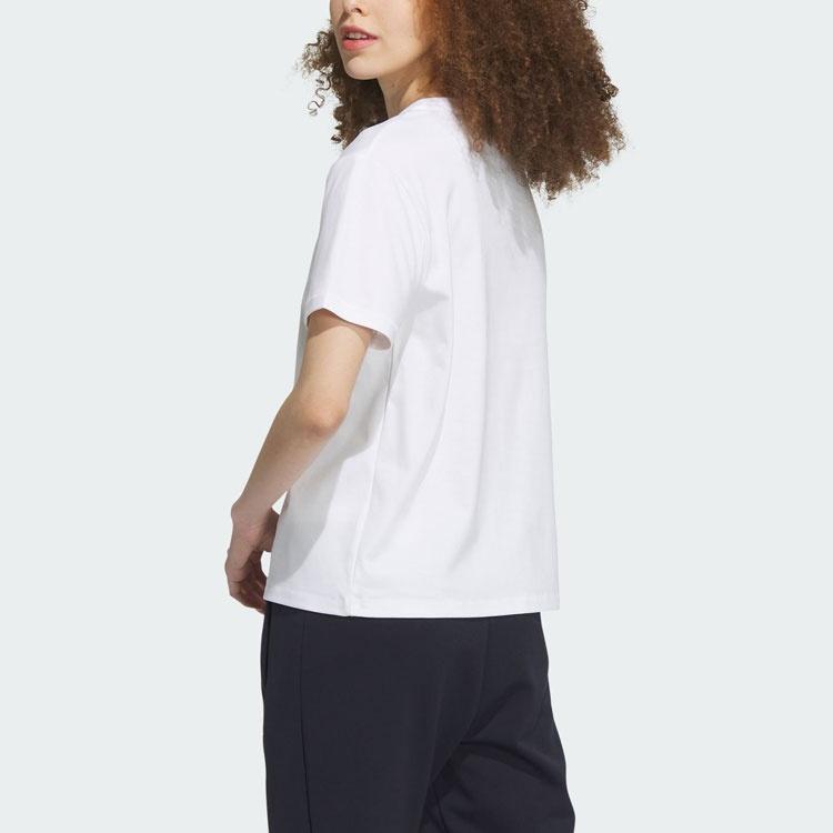 Adidas T Shirts Women's White Crew Neck Moderate Straight Fit Unisex IP7097