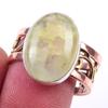 Натуральный Пренит Драгоценный Камень Ручной Работы Серебро 925 пробы Двухцветное Кольцо Р.8.5 W8u79