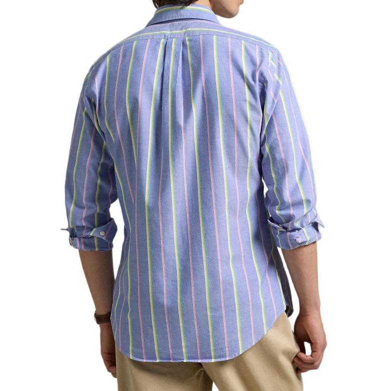 Рубашка мужская Polo Ralph Lauren с логотипом, в полоску, вышитая, однобортная, с длинным рукавом, разноцветная MNPOWOV16823878-400