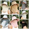 Simple Wide-Brimmed Shawl Mask Hat Solid Color Adjustable Picking Tea Hat Thin Polyester Sunshade Sun Hat Cycling
