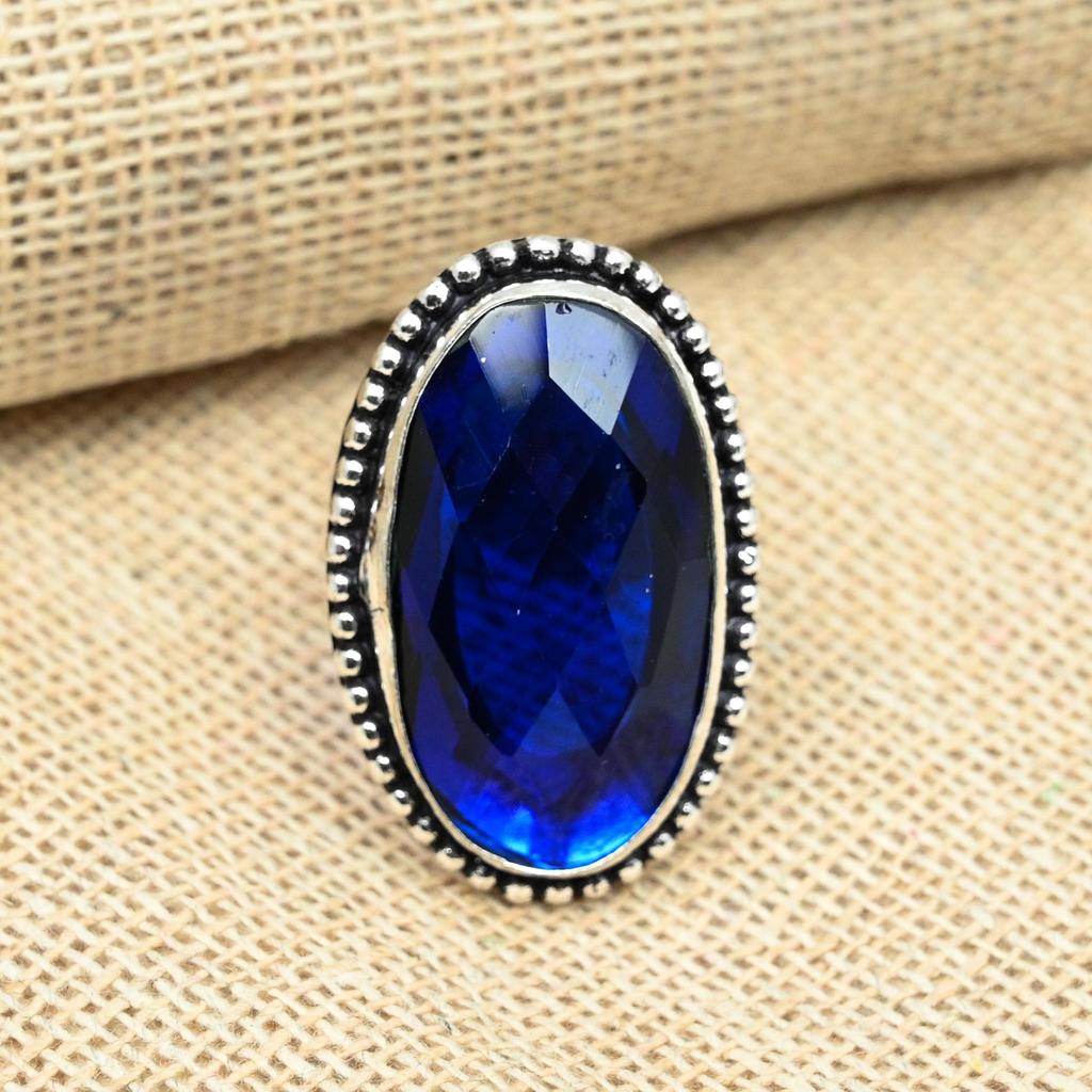 Кольцо из стерлингового серебра 925 пробы с голубым сапфиром, созданное в лаборатории, подарок для женщин