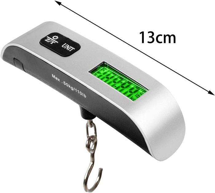 Весы для багажа - Не указано - Цифровые - Грузоподъемность 50 кг - ЖК-дисплей - Портативные и легкие