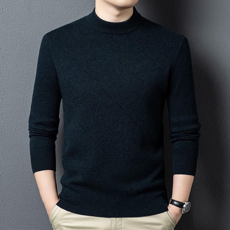 Men's Winter 100% Wool Round Neck Pullover Sweater