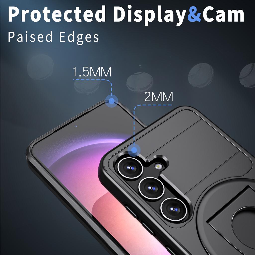 For Samsung Galaxy S25/S24 Magnetic Case Ring Kickstand PC+TPU Phone Cover