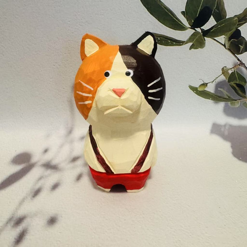 Деревянная фигурка кошки Поделка Подарок для дома Офиса Декор Подарок для коллекционеров