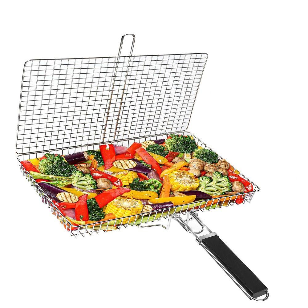 Lockable Design Grill Basket Food Grade Stainless Steel BBQ Grill Basket Outdoor Camping