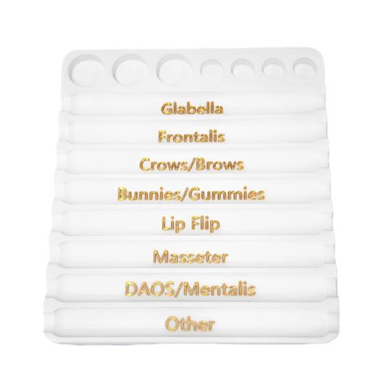 Эстетическая tray-органайзер для инъекций с 8 слотами и 7 ячейками, профессиональный, для косметологов, медсестер, держатель для флаконов с этикетками, органайзер для хранения инъекторов