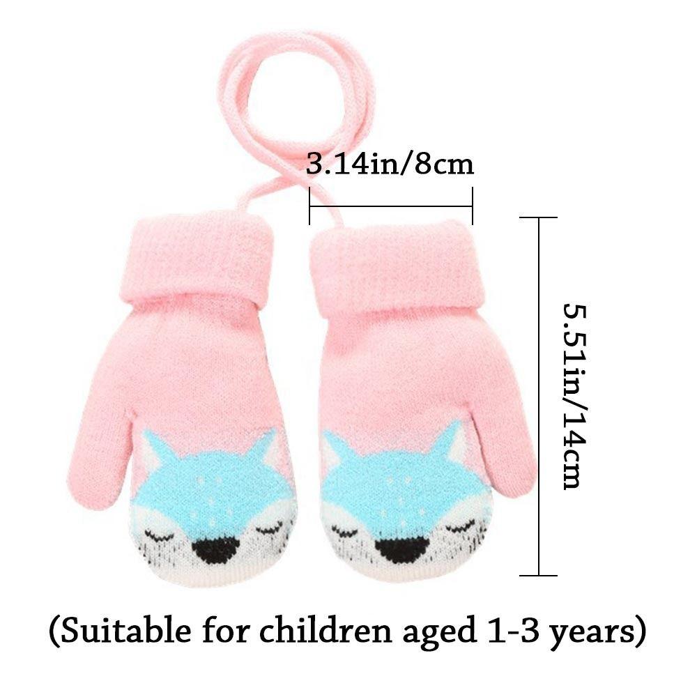 Baby Boys Girls Plush Soft Cute Knitted Mittens Thick Warm Kids Gloves
