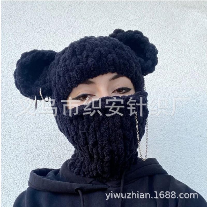 Cute Rabbit Ear Knit Beanie Women Warm Fleece Lined Winter Hat Handmade Punk Street Style