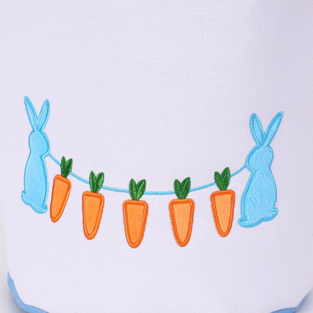 Easter Egg Handheld Storage Basket, Canvas Easter Bunny Bags Eggs Hunting Carry and Candy Gift Bag Rabbit Print for Easter Party