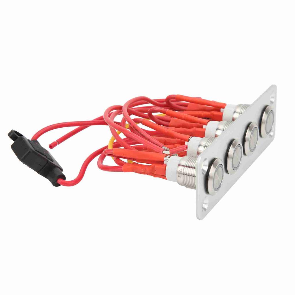 Панель переключателей на 4 клавиши, синяя подсветка, DC 12V 16A, кнопочный переключатель из нержавеющей стали для автодома, лодки