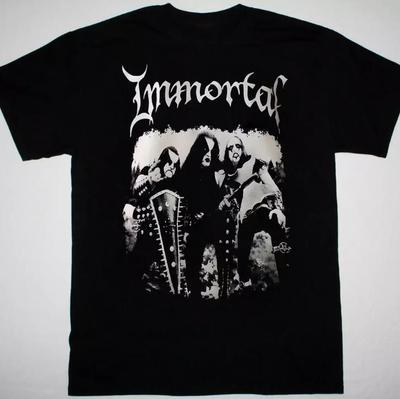 РАСПРОДАЖА Футболка с принтом группы Immortal Ретро Черная с коротким рукавом Все размеры Унисекс Футболка
