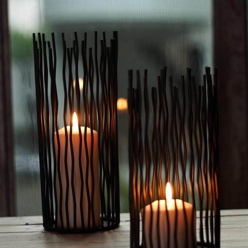 Black Bohemian Geometric Metal Candle Holder Hollow Candlestick Morocco Romantic Tealight Holder Party Wedding Decoration