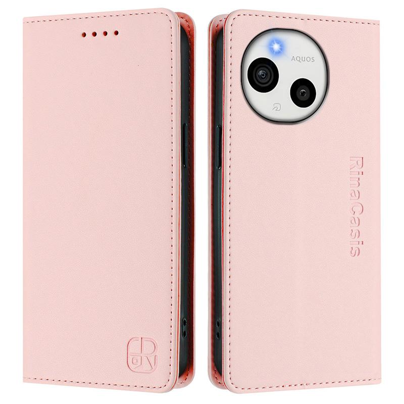 Luxury Leather Case For Sharp Aquos R9 Pro/Sharp Aquos Sense 9 Plus/Aquos R9 RFID Blocking Card Slots Magnetic Attraction Stand Shockproof Flip Cover