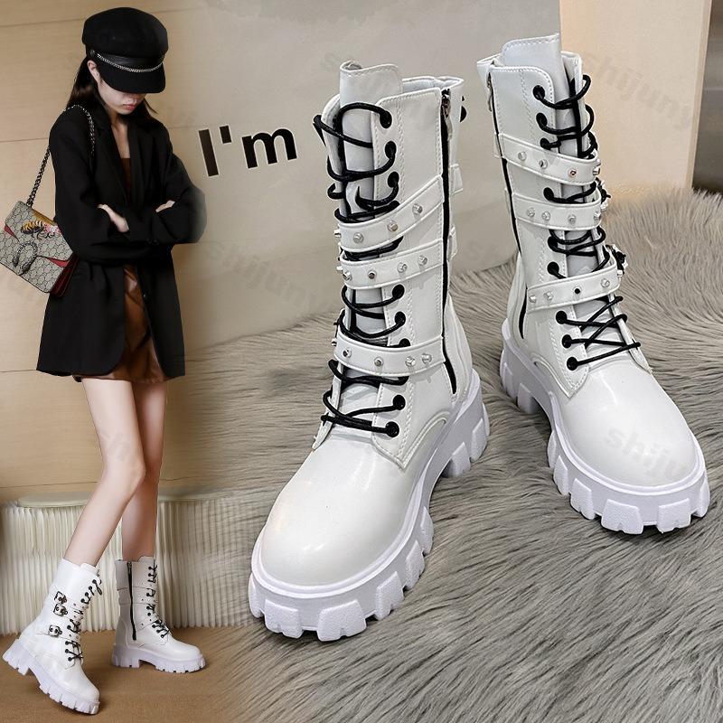 Fashion Autumn Womens Ankle Boots New 2025 Retro British Platform Short Boots High-quality Fashion Retro Buckle Leather Botas Para Mujer