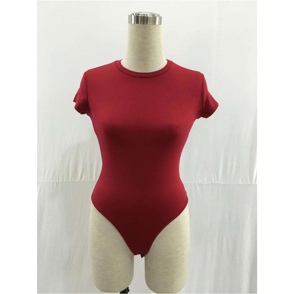 European Hot Selling Short Sleeve Round Neck Base Layer Jumpsuit Bodysuit FK1488