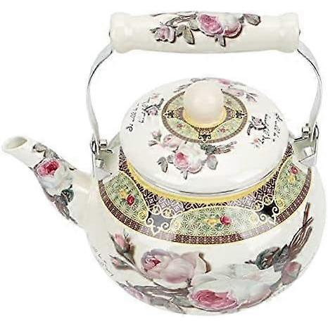Stove Top Enamel Tea Kettle: Vintage Floral Whistling Tea Pot Farmhouse Water Boiling Pot Household Stove Top Whistling Tea Kettle 2. 5L