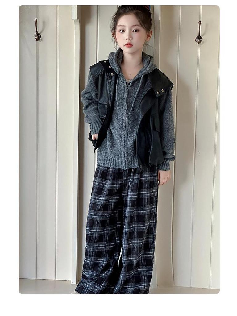 Autumn/Winter 2025 Girls' Stylish Korean Vest Set - High-End Three-Piece Outfit