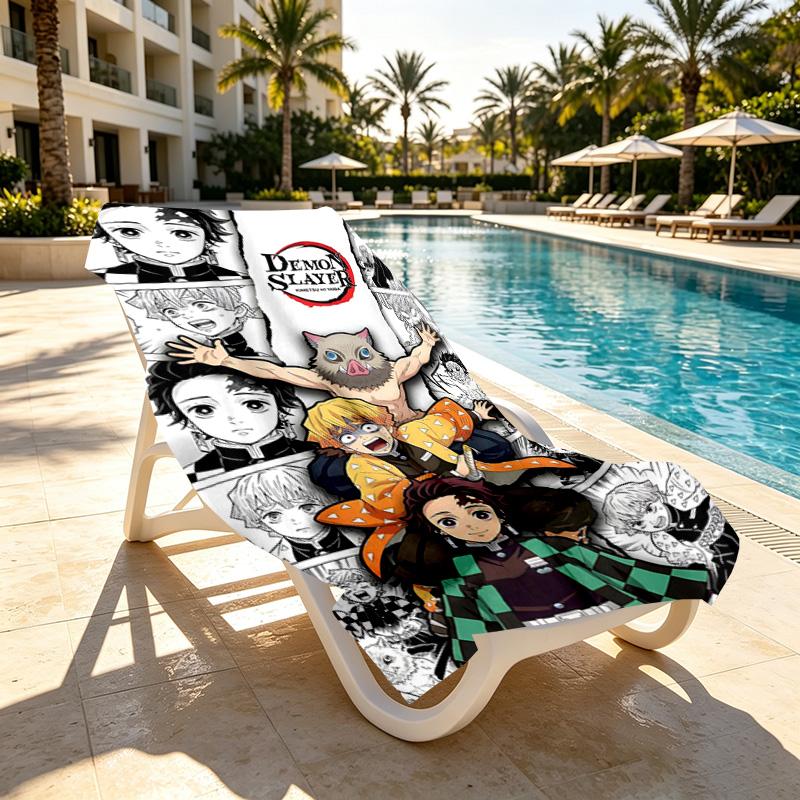 Demon Slayer Print Beach Towel Design, Soft, Lightweight. for Home Bathroom, Spa, Pool, Yoga, Surfing, Camping, Gift for Family, Friend