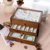 Solid Wood Luxury Vintage Jewelry Box Necklace Bracelets Display Ring Holder Aesthetic Storage Organization Transparent Cover Portable Ornaments Boxes