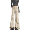 Khaki black medium and low waist micro-flared jeans women's new slim-fitting and slim pants denim cotton