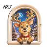 Natural Wood Holiday Accents Arch Wooden Christmas Fridge Magnet Set, Window Frame Gift for Home Magnetic Decor Refrigerator Metal Surface,