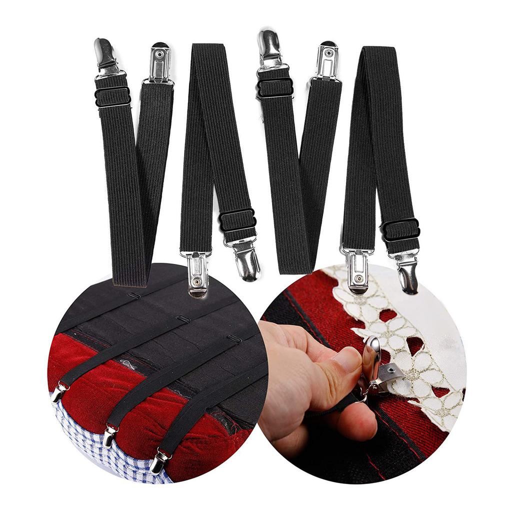 4 шт. Крепления для простыней, Эластичные, для наматрасника, одеял, Двусторонние зажимы, Органайзеры-захваты, Подтяжки для покрывала, Шнур-застежка