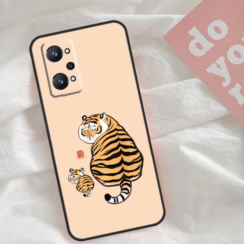Мультяшный толстый тигр Чехол для Realme GT7 Pro GT6 C75 C65 C67 C61 C53 C55 C51 C35 C63 C71 15 11 12 13 14 Pro Plus