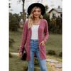Women's Cardigan Sweater Long Sleeve Solid Color Striped Knit Autumn Winter Fashion