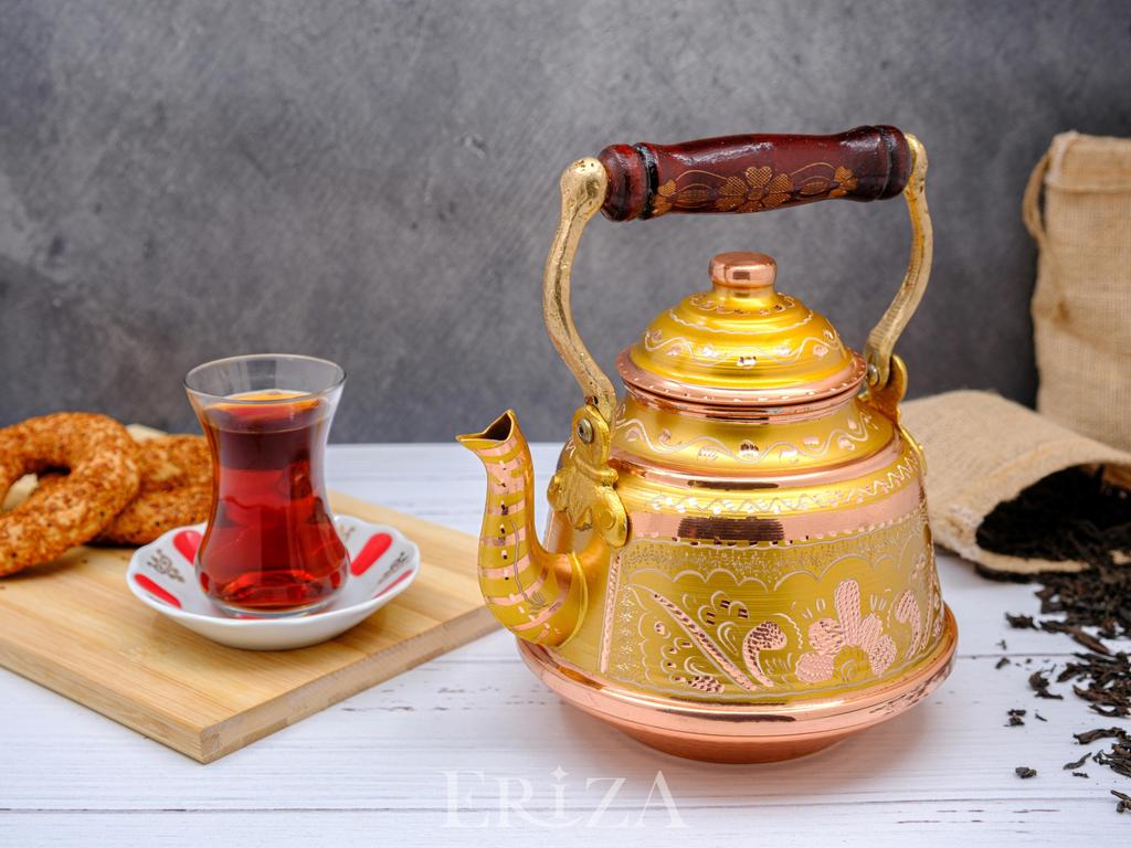 Старинный заварной чайник из цельной кованой меди 1,6 литра 108 унций
