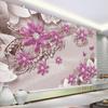 3D Роскошный Европейский Стиль Фиолетовый Цветок Бусины Ювелирные Изделия Обои Фреска Гостиная Диван Спальня Домашний Декор Наклейка Papel De Parede